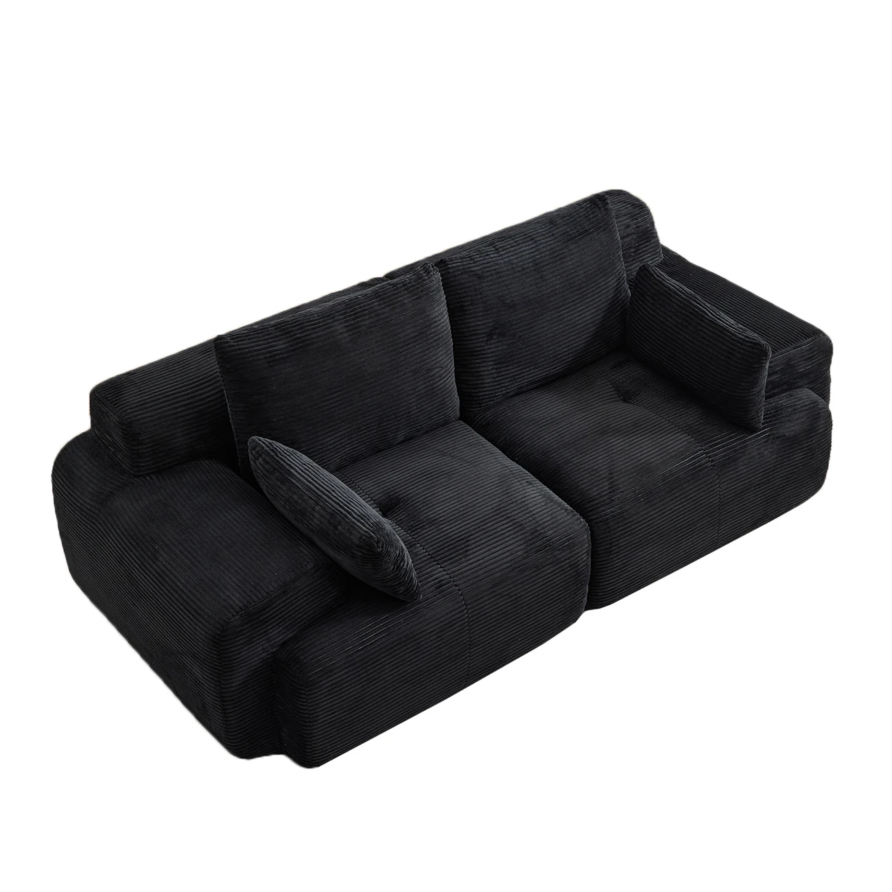 Französisches Cord-Sofa im Creme-Stil, Wabi-Sabi-Stil, großes und kleines Apartment-Wohnzimmer, Schlafzimmer, Blocksofa in gerader Reihe