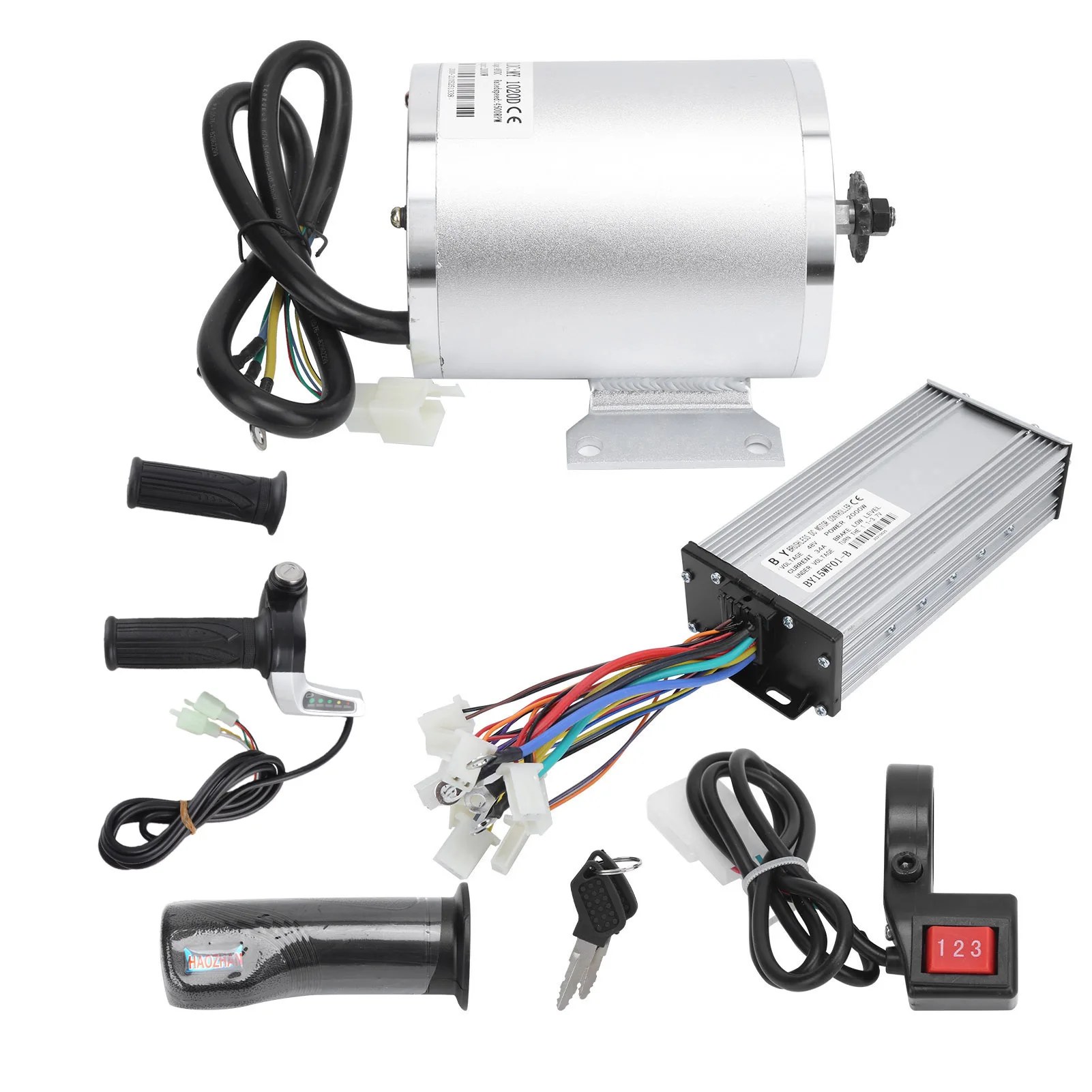 Electric Motor 48V 2000W Brushless Motor Controller Reverse Twist Throttle Gear  Kit Electric Scooter Motor 48V 2000W