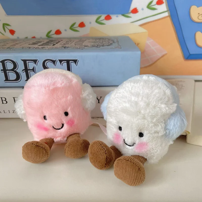 Orejeras de felpa de malvavisco Kawaii, muñeca rosa y blanca, recién llegados de invierno, adorno de almohada de juguete, regalo suave para niños y amigos