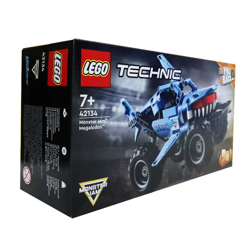 LEGO 42134 Technic Monster Jam Megalodon, 2-in-1 Pull-Back Shark Car for Lusca Low Racing Car