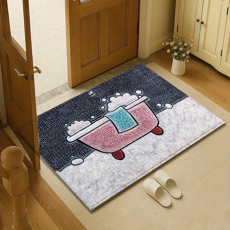 Whimsical Bathtub Clawfoot Spa Doormat Novelty Bath Mat Bathroom Decor Welcome Entrance Rug Fun Housewarming Gift Idea