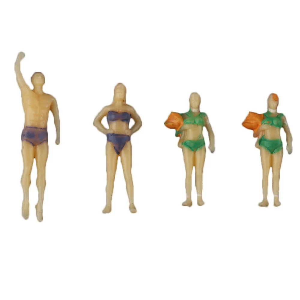 Modelo de 20 piezas de personas de playa, 1,0 pulgadas/2,6 cm, diferentes Poses, escala 1:75, modelo masculino y femenino en miniatura, figuras de