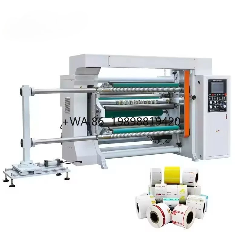 Máquina de rebobinado con sistema de corte de cuchillos redondos y navaja, película Mylar de plástico automática de alta velocidad