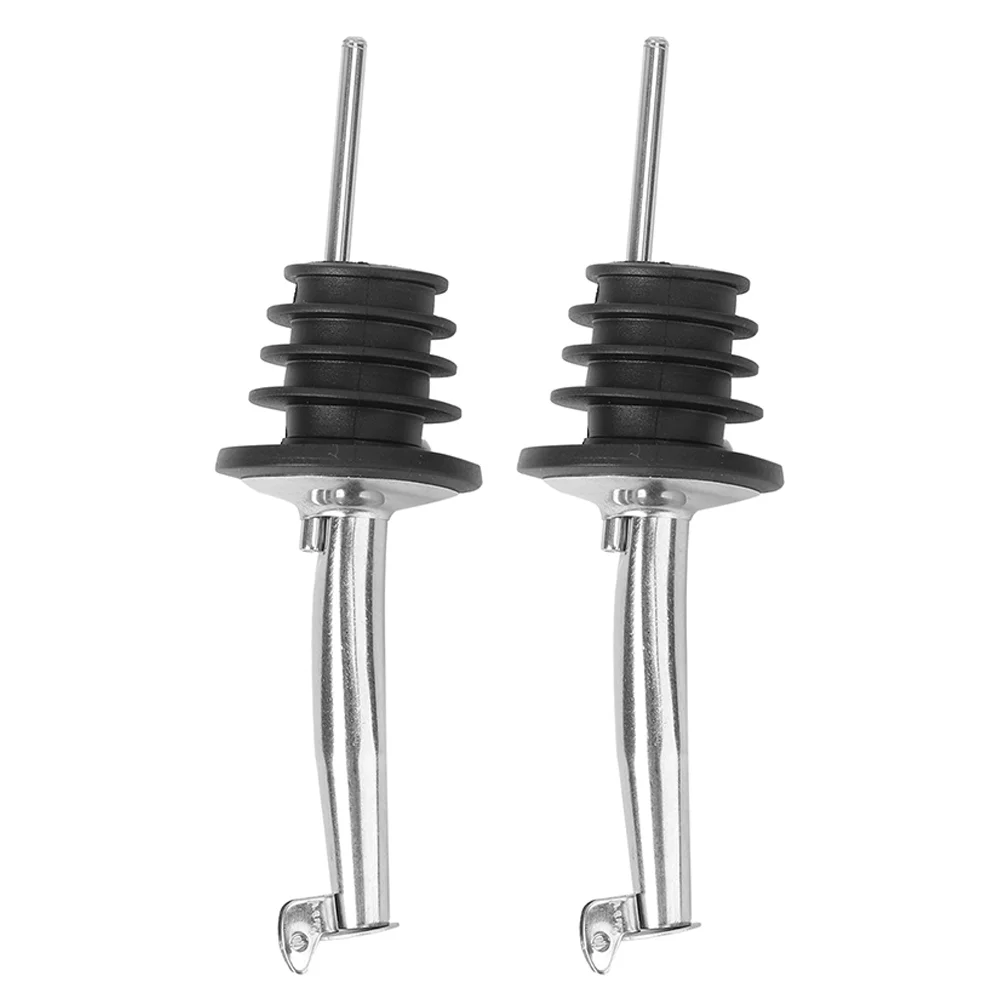 

2 Pcs Pourer Oil Spout Cork Bottle Pourers Spirit for Bar Stopper Spirits with Caps Rubber Spouts