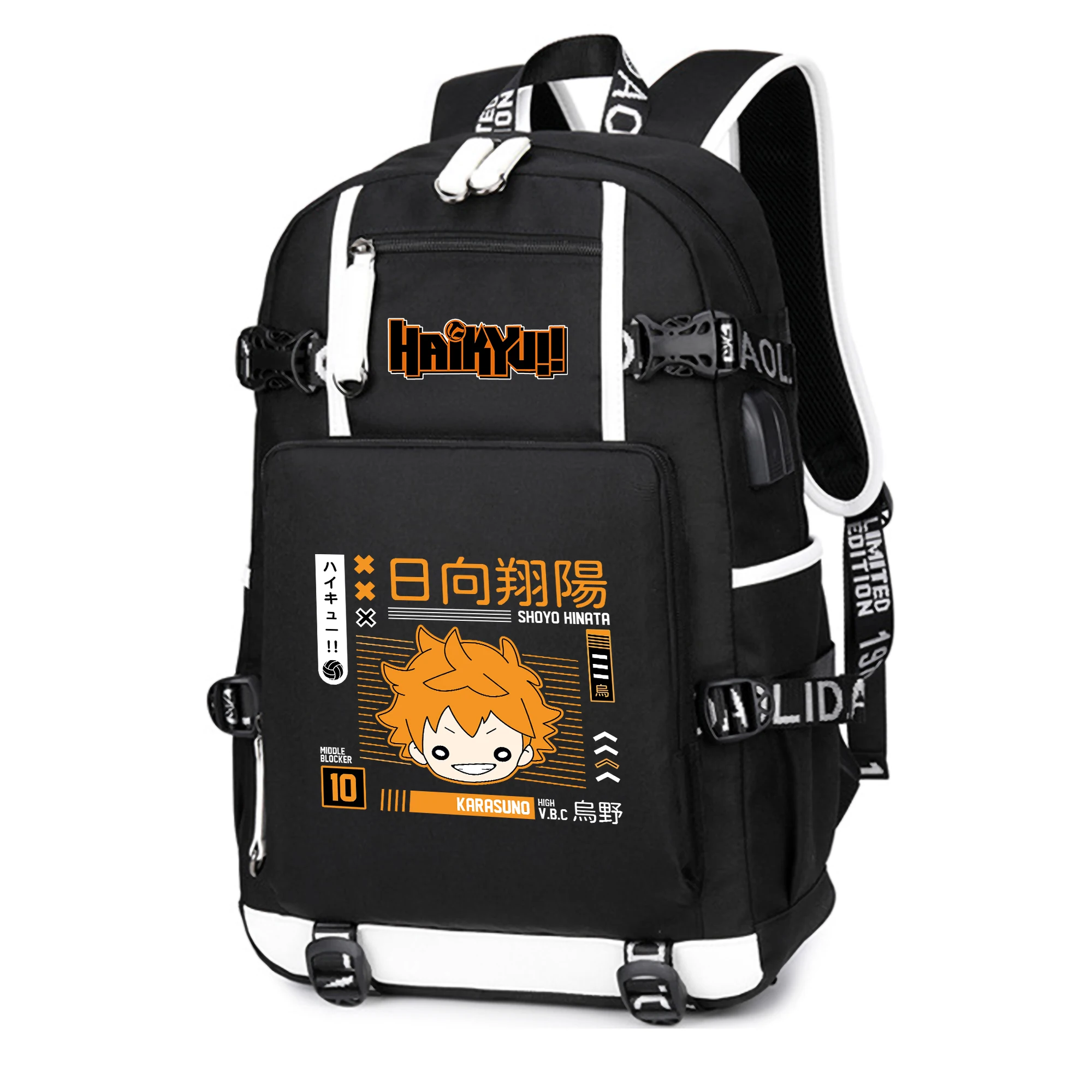 

Haikyuu!! Karasuno VBC High School Backpack Boys Large Bookbag Anime Travel Bagpack Oxford Laptop Shoulder Bags