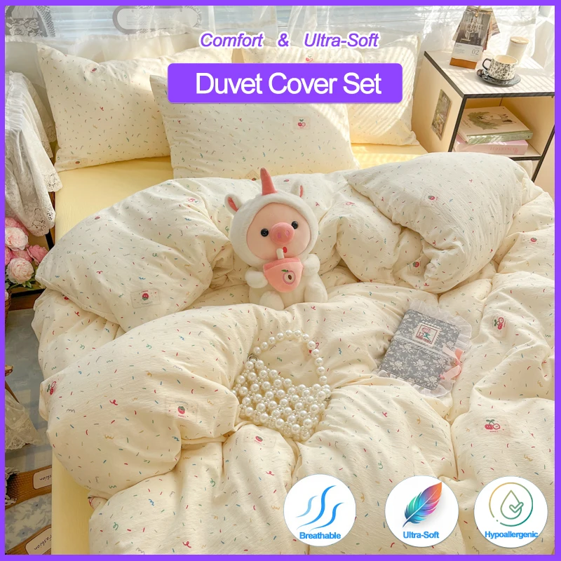 

Bedding Set Duvet Cover Set – 1 Duvet Cover + 2 Pillowcases, Soft Breathable Hypoallergenic, Zipper Closure & Machine Washable