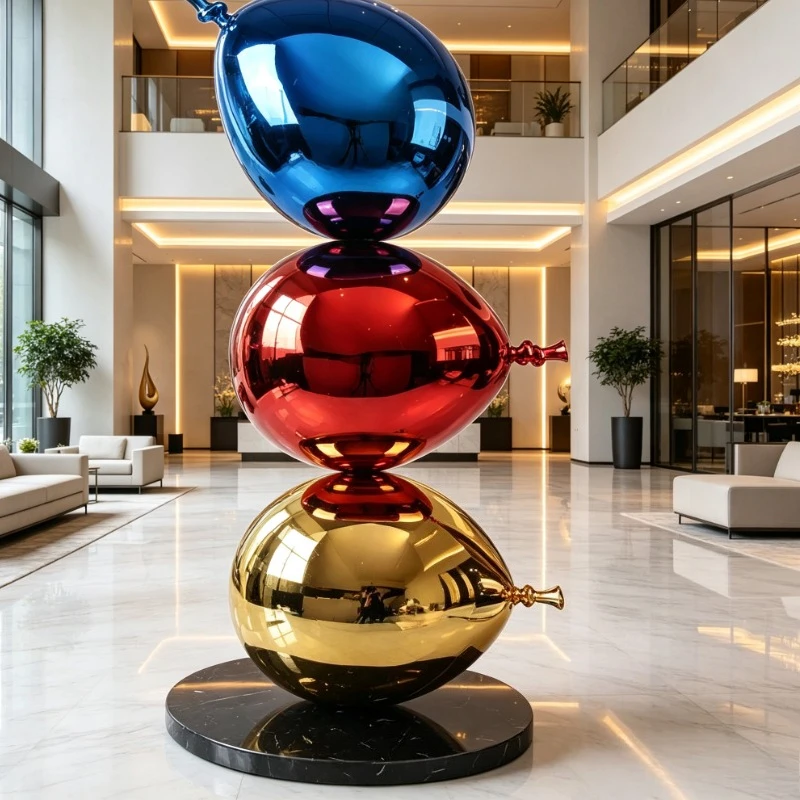 Simple and Creative Color Electroplated Balloon Stacked Ball Fiberglass Plastic, Entrance Ornament