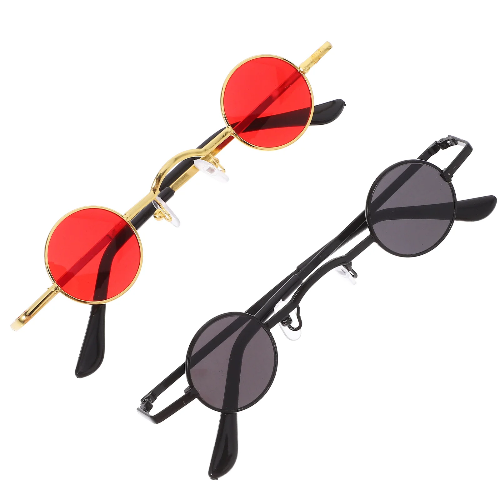 

2Pcs Vintage Round Sunglasses Retro Small Circle Eyeglasses Fashionable Hippie Sunglasses Party Eyewear Daily Use