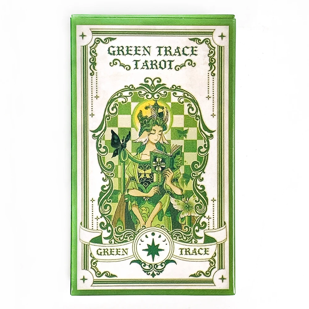 Jeu de tarot Green Trace, 78 cartes de tarot complètes, cartes de divination artistique rétro verte, cartes de divination spirituelle, cadeau de tarot pour collectionneurs