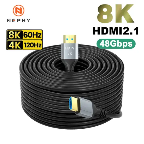 UHD 8K HDMI 2.1 Cable 48Gbps High Speed 4K@120Hz 8K@60Hz Video Cord for HDTV PS5 Xbox Laptop Projector Long Wire 2m 3m 5m 8m 10m