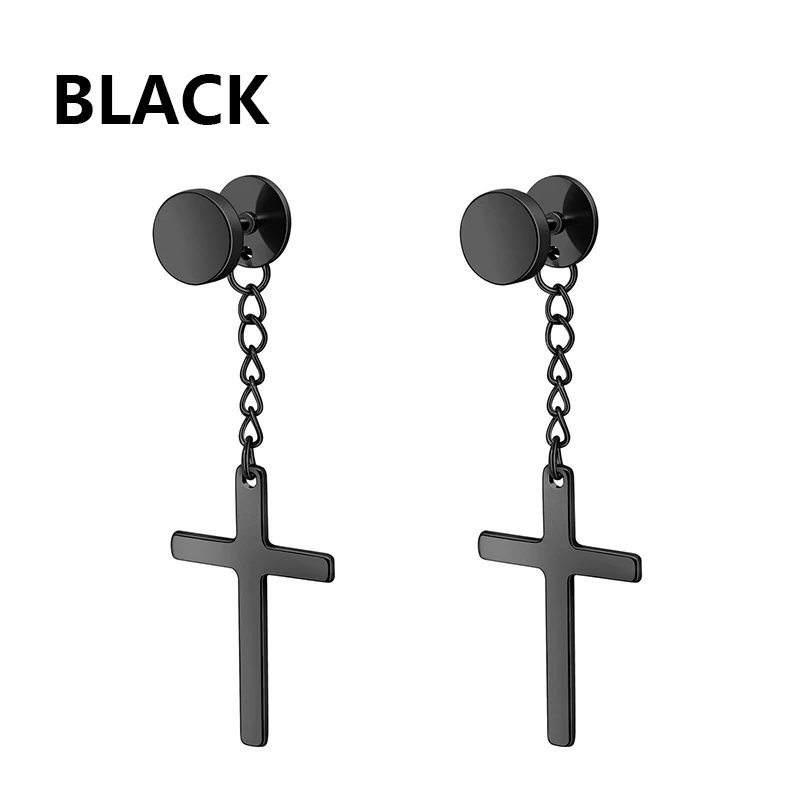 Black Punk Stainless Steel Hoop Earrings