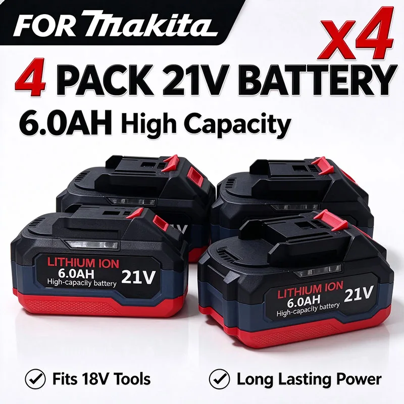 21V 6.0Ah Highly Compatible with for Makita Lithium-Ion Batteries DDF487 Maintenance, Construction Sites, Gardening Tools