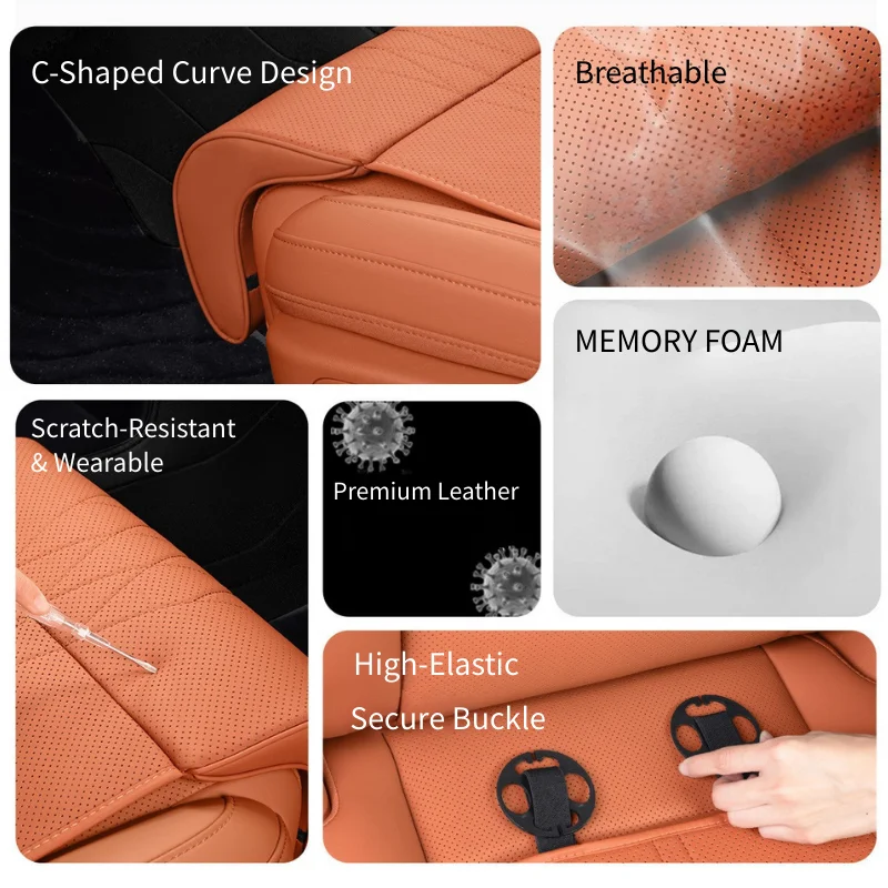 موسع مسند ساق السيارة من جلد نابا العالمي - وسادة مقعد مريحة للسائق من إسفنج الذاكرة قابلة للتنفس