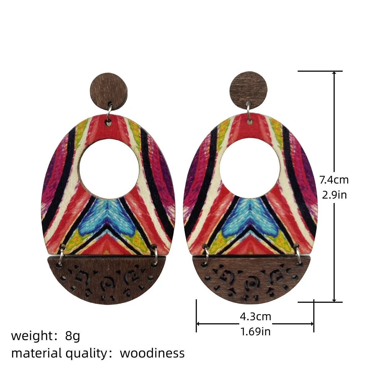 Vintag Painting Wood Earrings Western Geometric Earring Jewelry Scrawl For Women Gift