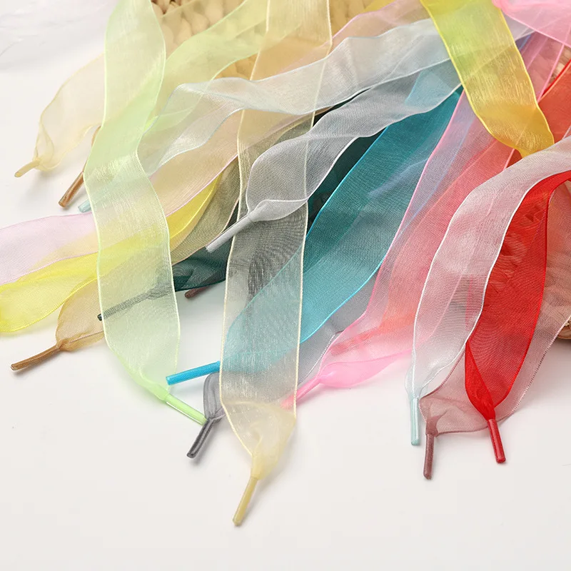 

1 пара модных шнурков для обуви, шелковые атласные шнурки с лентой, мягкие повседневные плоские шнурки для кроссовок шириной 2,5 см, больше выбора цвета