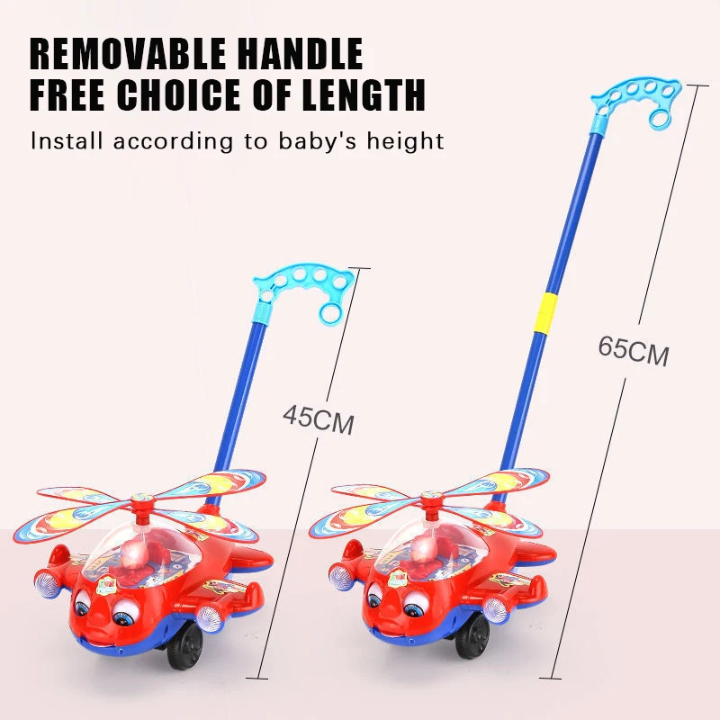 Airplane Baby Push Walker Educational Sensory Hand Push Toddler Walking Learning Toy for Birthday Baby Shower Gifts view 3