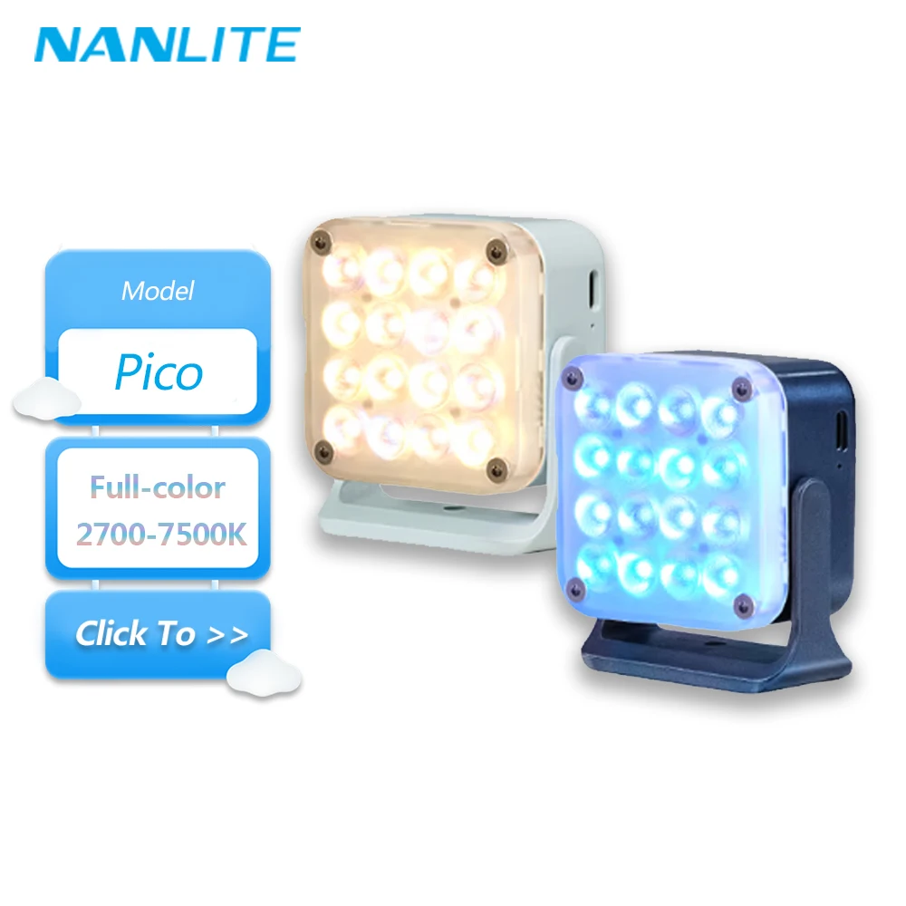 

Nanlite Pico 2700K to 7500K Full-Color Mini Magnetic Pocket LED Light for Camera Video Photography Vlogger Shooting Fill Light