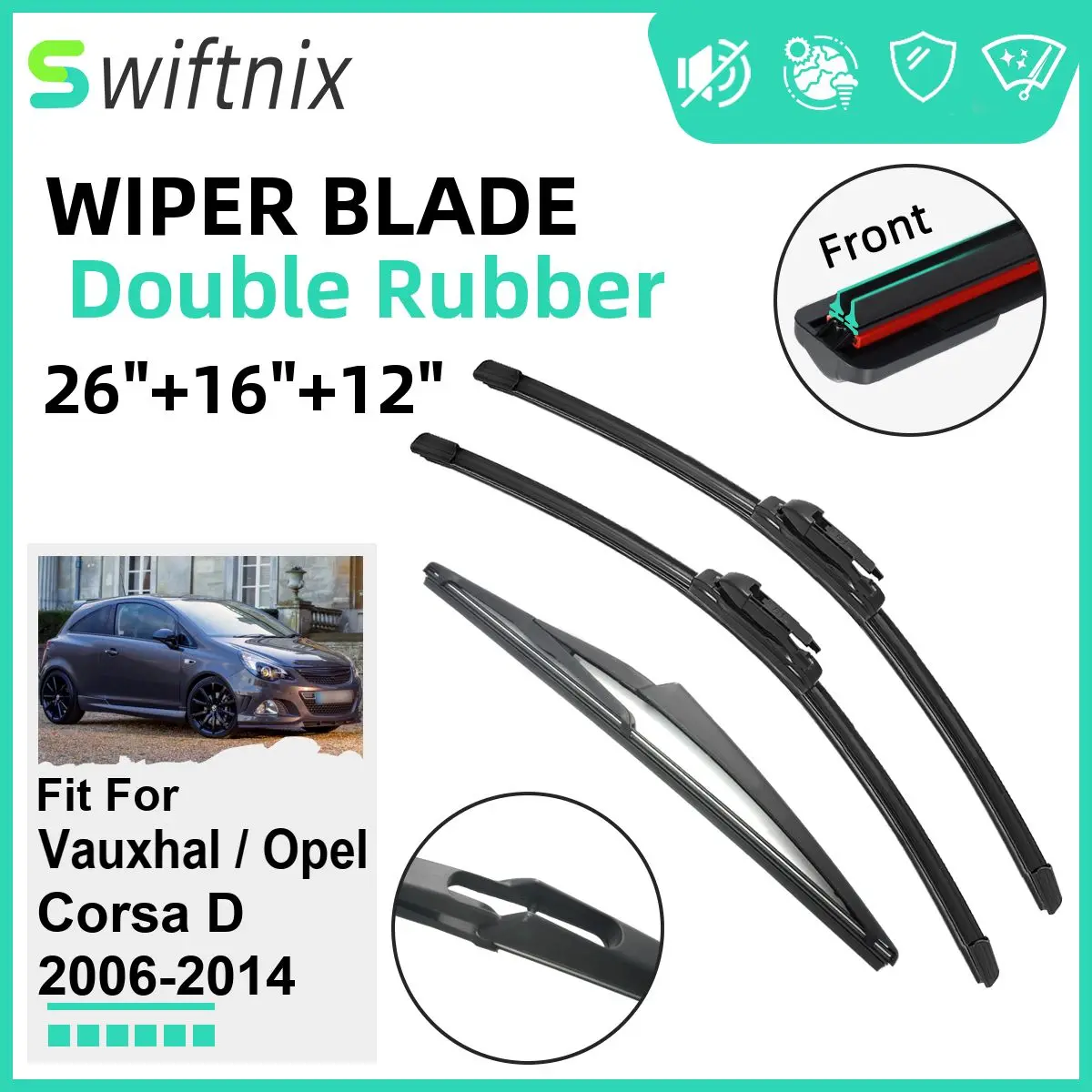 

Двойные резиновые автомобильные дворники для Vauxhal / Opel Corsa D 2006-2014, стеклоочистители, резиновые автомобильные аксессуары 2011 2012 2013 2014