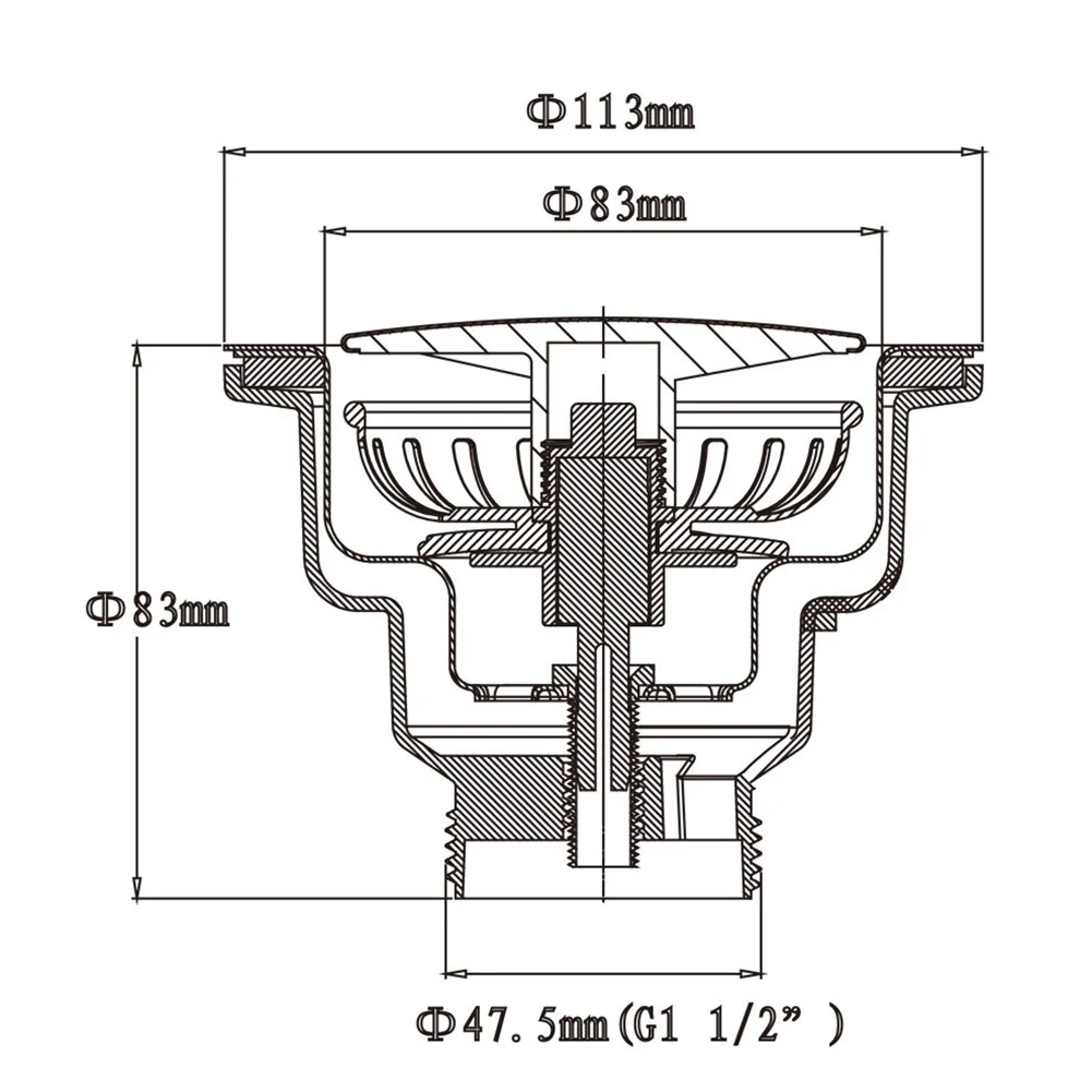 Stainless Steel Drain Strainer Designed for Standard Sink Cutouts with Push Pull Functionality and Robust Build