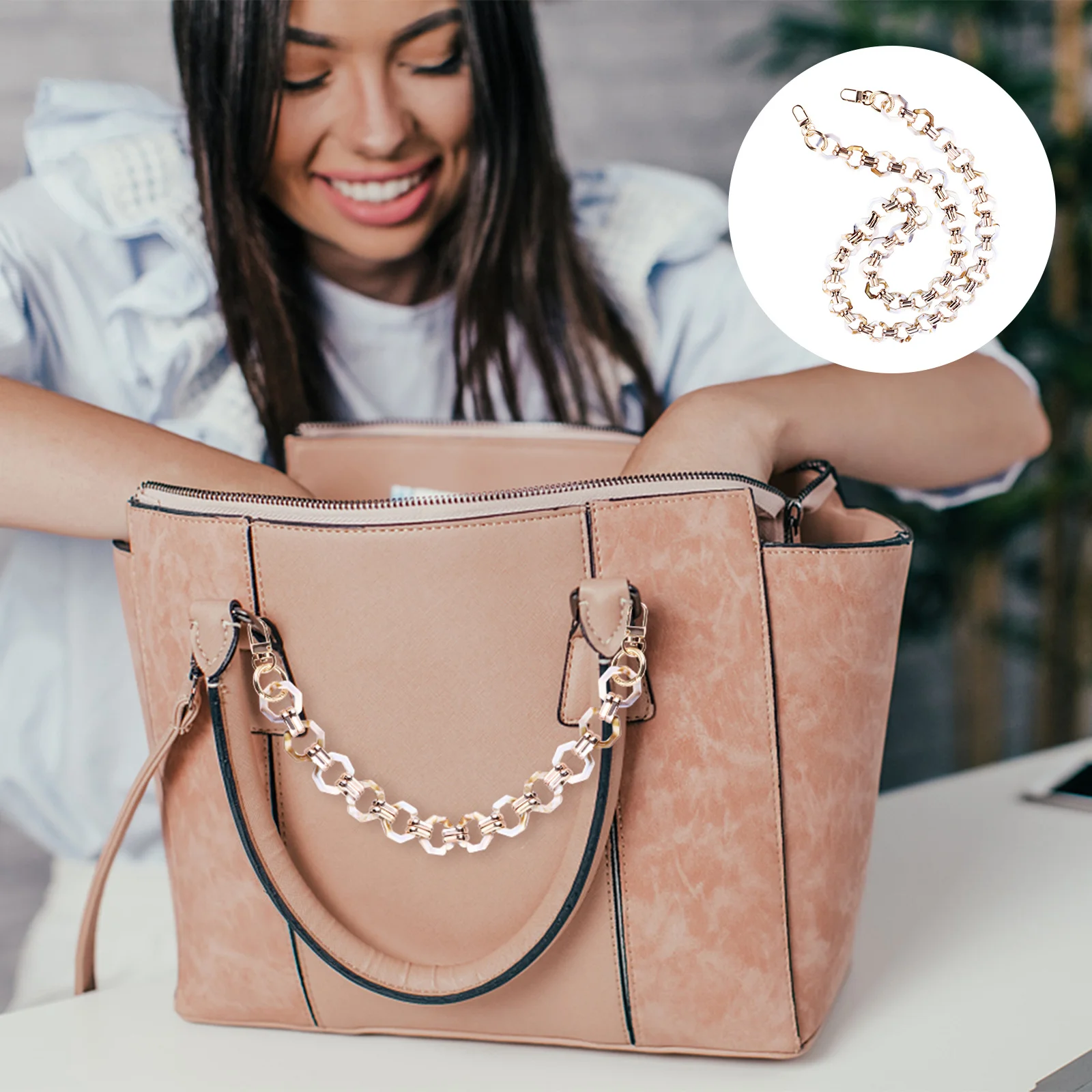 الرجعية الراتنج سلسلة سميكة سحابة الشكل Diy بها بنفسك حقيبة حزام استبدال دائم حقيبة يد الموضة سلسلة الكتف التبعي #2