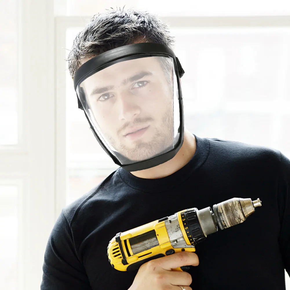 قناع حماية من الرذاذ لكامل الوجه، معدات حماية الوجه الآمنة المضادة للضباب مع فلترين لقص العمل في المختبر والبستنة #4