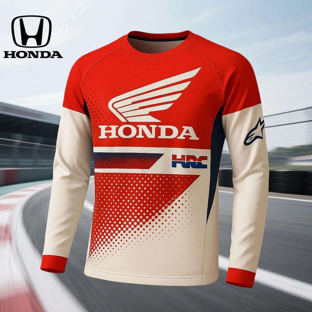 

Весенне-осенняя футболка с 3D принтом для мотоциклистов и байкеров Deportiva, быстросохнущая футболка с длинными рукавами для верховой езды Honda, топы для мужчин и женщин