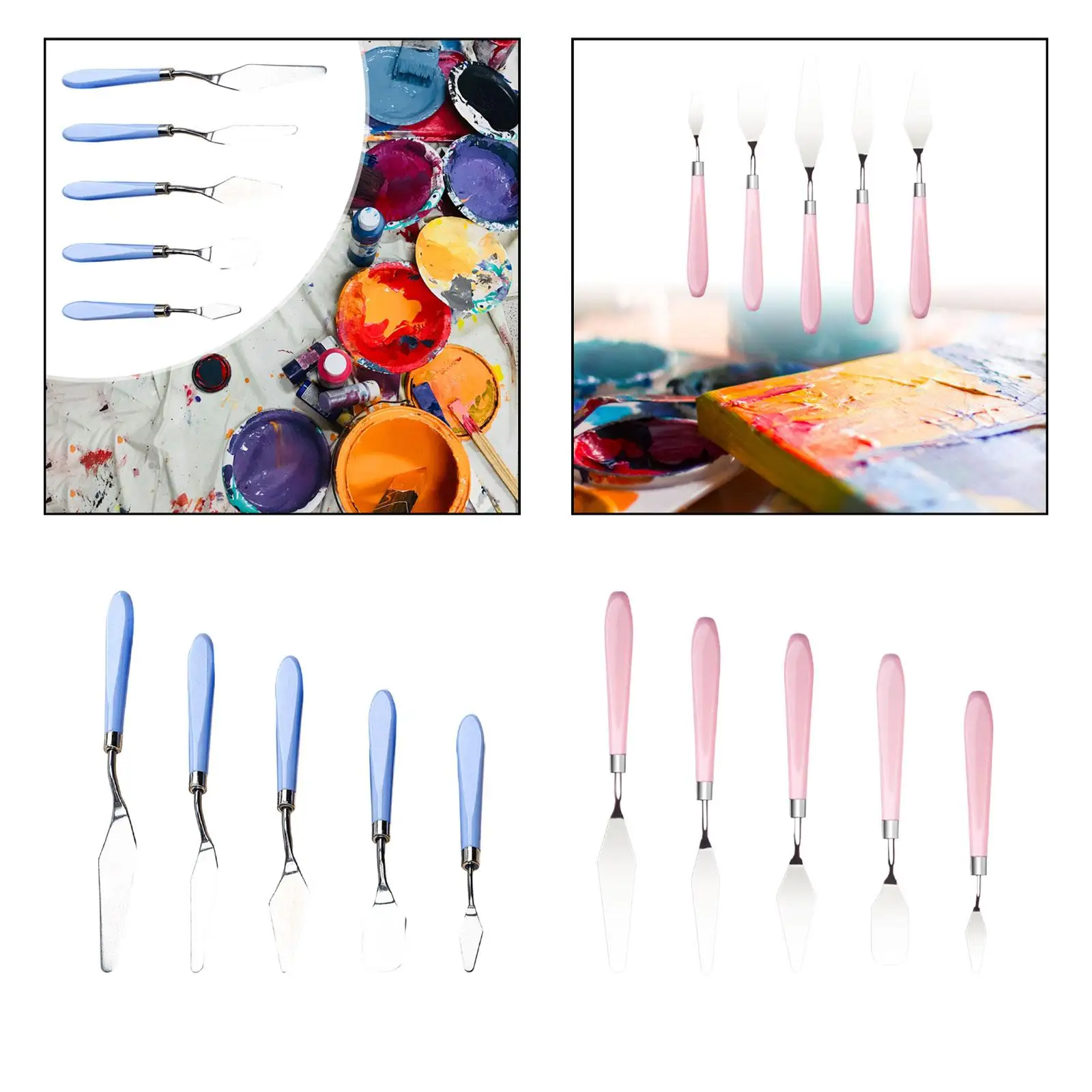 Ensemble de Couteaux à Peinture avec Outils en Acier Inoxydable pour Toile, 5 Pièces
