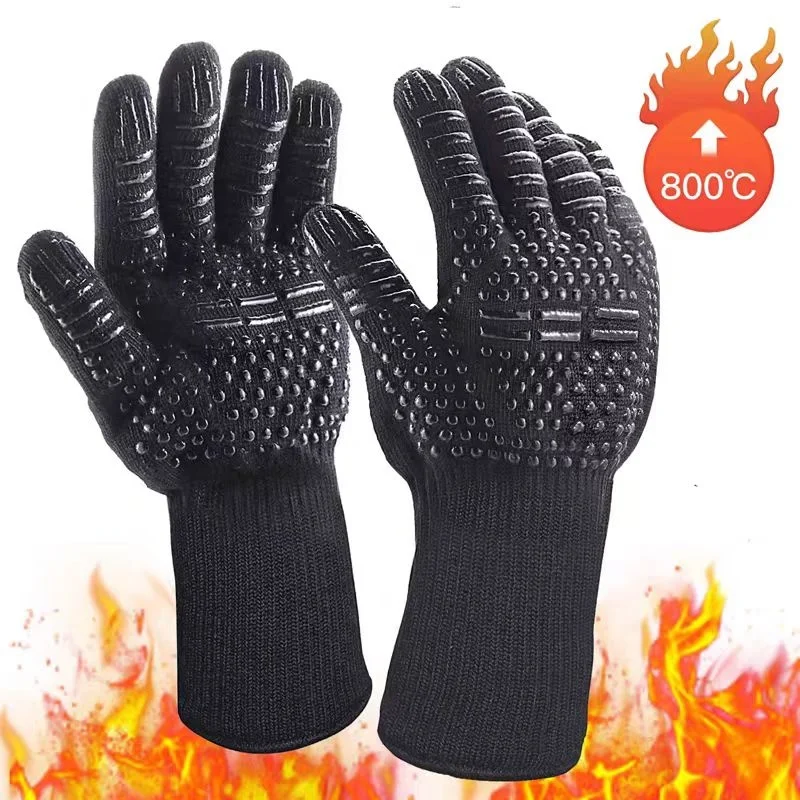 Bbq Gloves High Temperature Resistance 500 800 Degrees Fireproof Heat Insulation Microwave Oven Mitts view 2