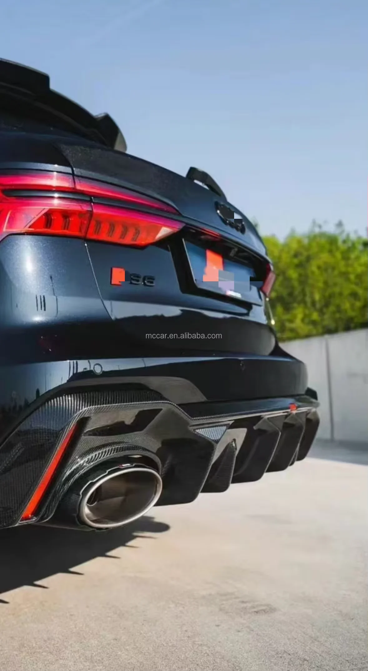 High Level Material Dry Carbon Fiber Car Bumper For Audi RS7 C8 ABT Rear Bumper Lower Splitter Diffuser