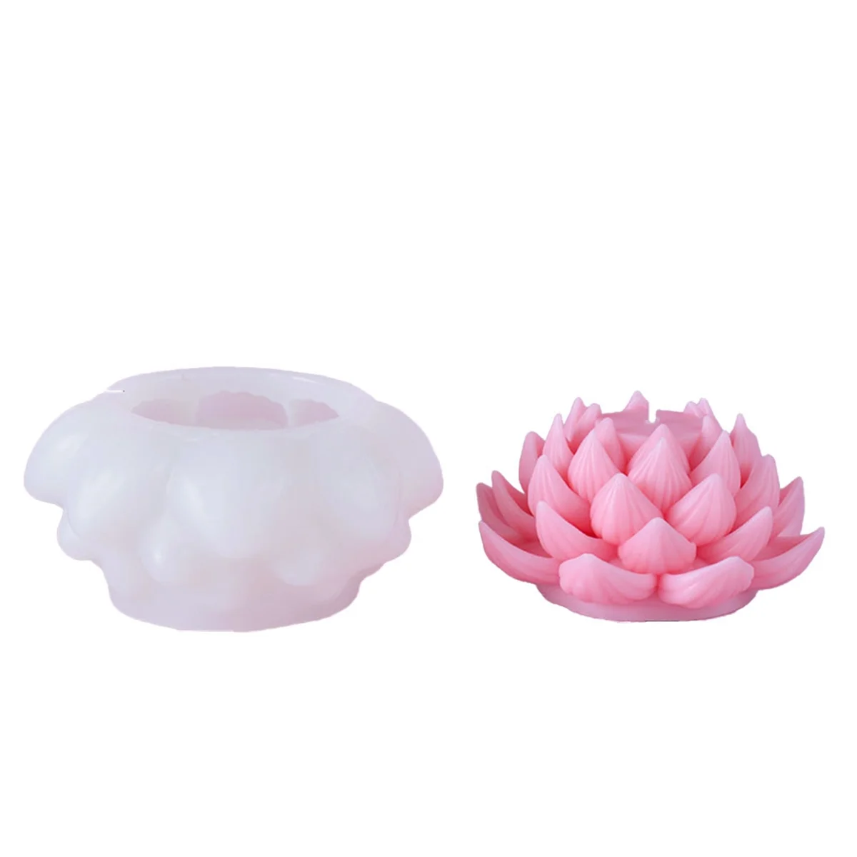 Simulation Lotus Candle Silicone Mold Blossom Flower Soap Fragrance Ornaments Making Chocolate Cake Decor Gift,A