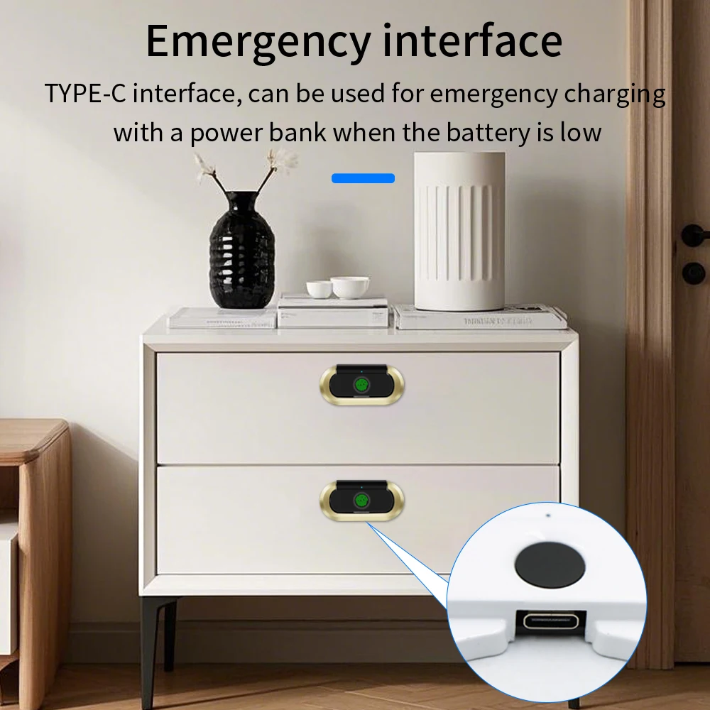 Hidden Electronic Drawer Lock Privacy File Storage RGB Indicator Keyless Fingerprint Cabinet Lock for Drawer Wardrobe Locker