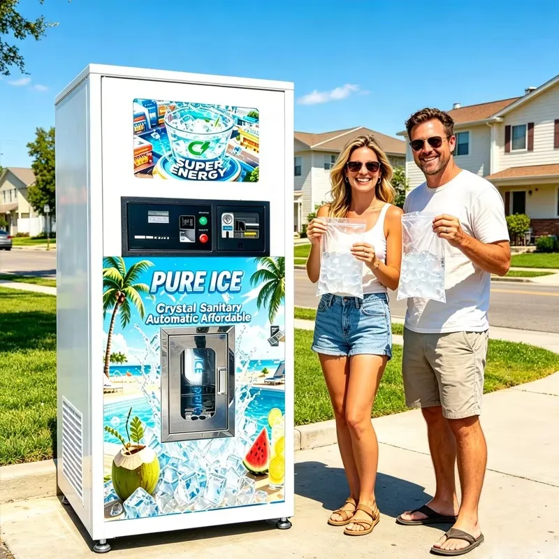 Ice vending machine with SDK, 24/7 service, capacity over 10 liters, suitable for convenience store ice making business