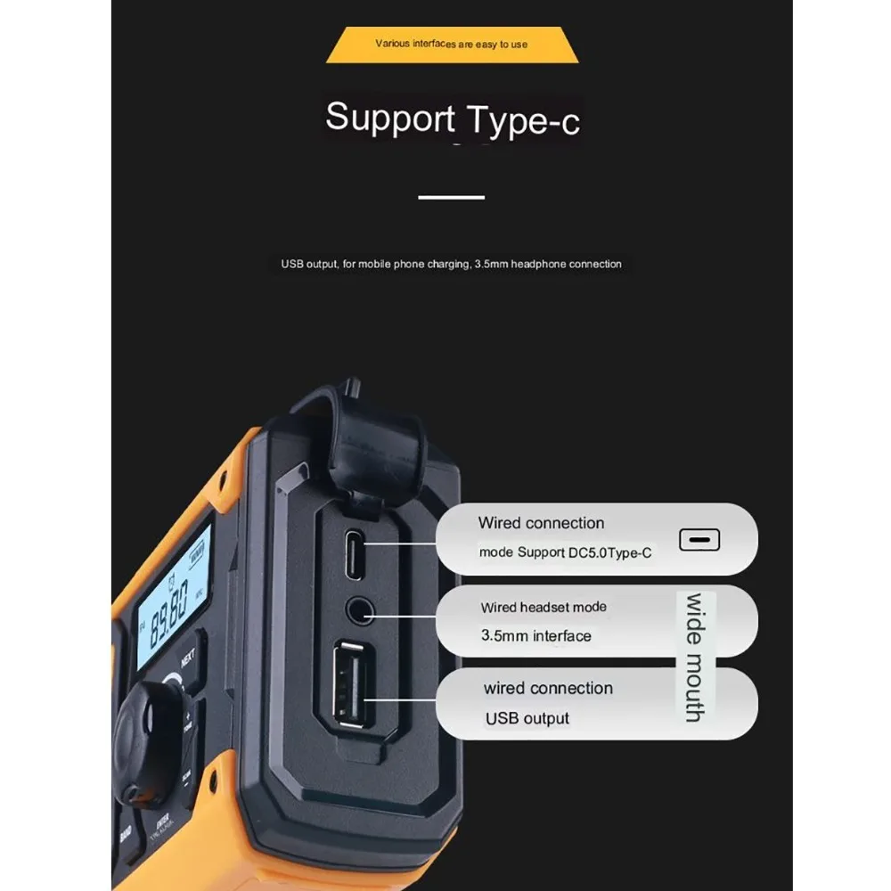2000mAh พลังงานแสงอาทิตย์วิทยุฉุกเฉิน Hand Crank AM FM NOAA แบบพกพาวิทยุสภาพอากาศชาร์จโทรศัพท์ Power Bank SOS ภายนอกวิทยุ Universal
