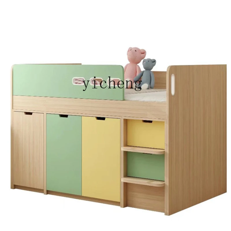 

Tqh Small Room Apartment Tatami Children's Room Bed with Wardrobe Integrated Combination Set Half-Height Bed