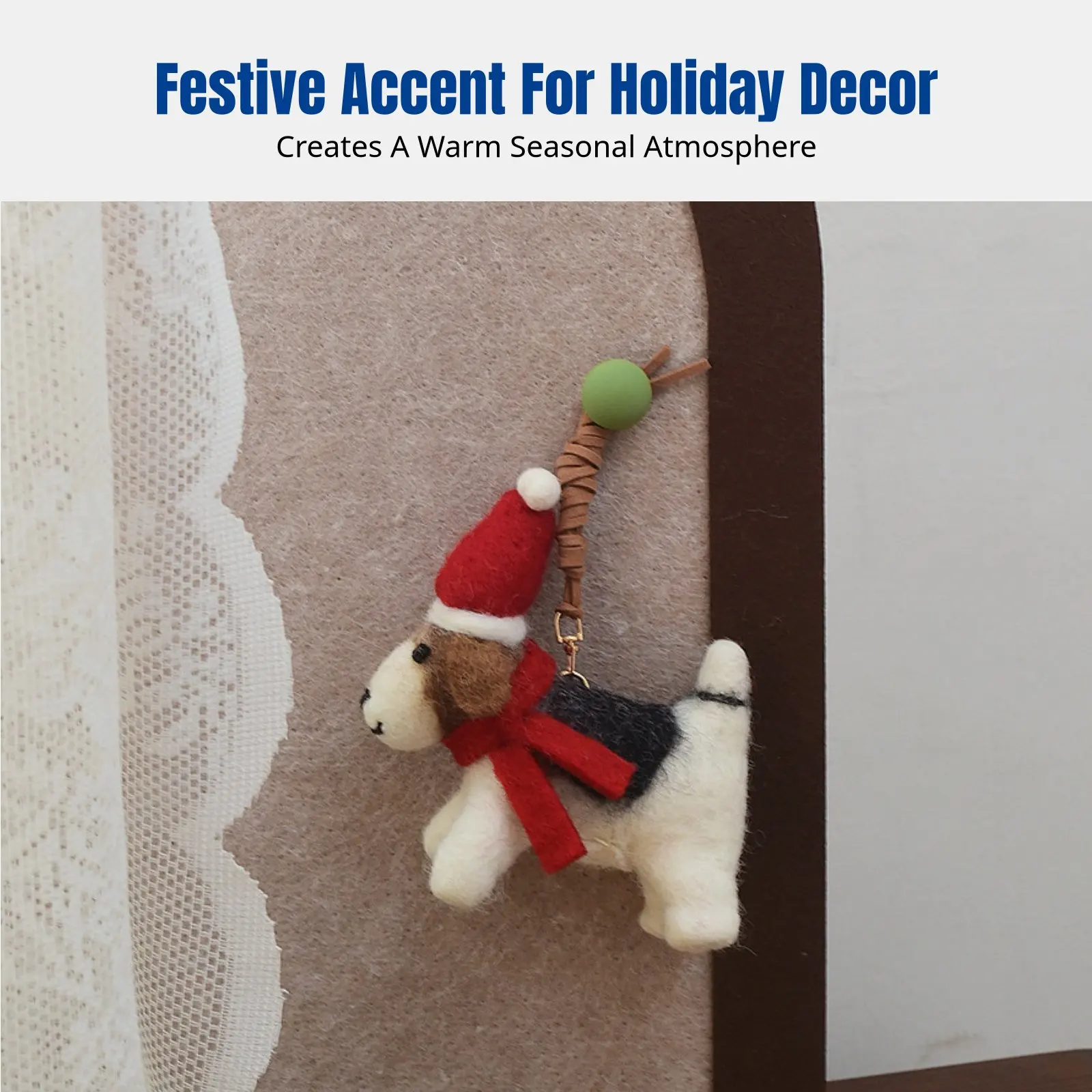 

Брелок для ключей ручной работы из шерсти в виде собаки, украшение в виде животного, зимний аксессуар для сумки, милый декор для автомобиля, случайный дизайн