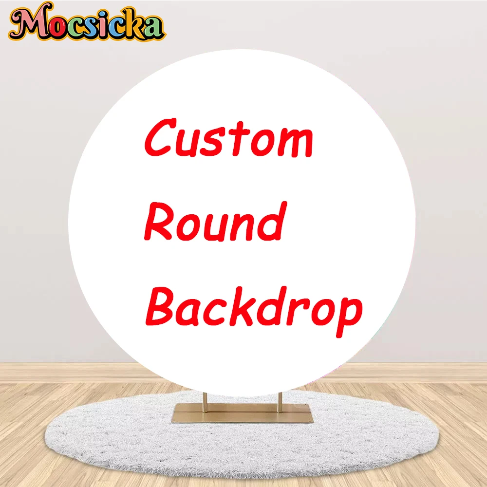 

Mocsicka Customised images Round Circle Backdrop Covers Wedding Birthday Party Decoration Custom Elastic Photo Background Banner