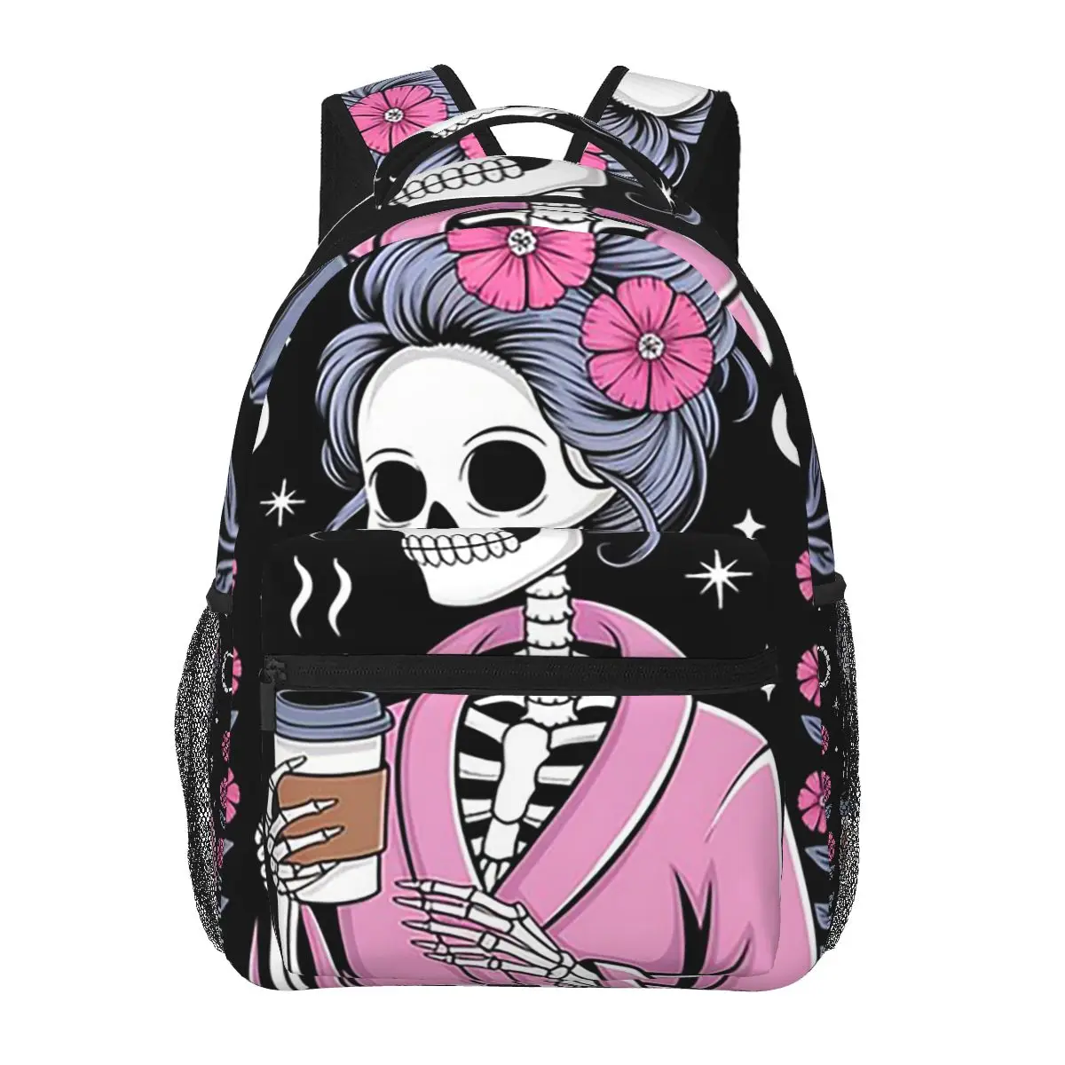 

The Mom Tarot Card Skeleton Mama Coffee Student Backpack School Bag Hiking Travel Daypack for Boys Girls Bookbag Shoulder Bags