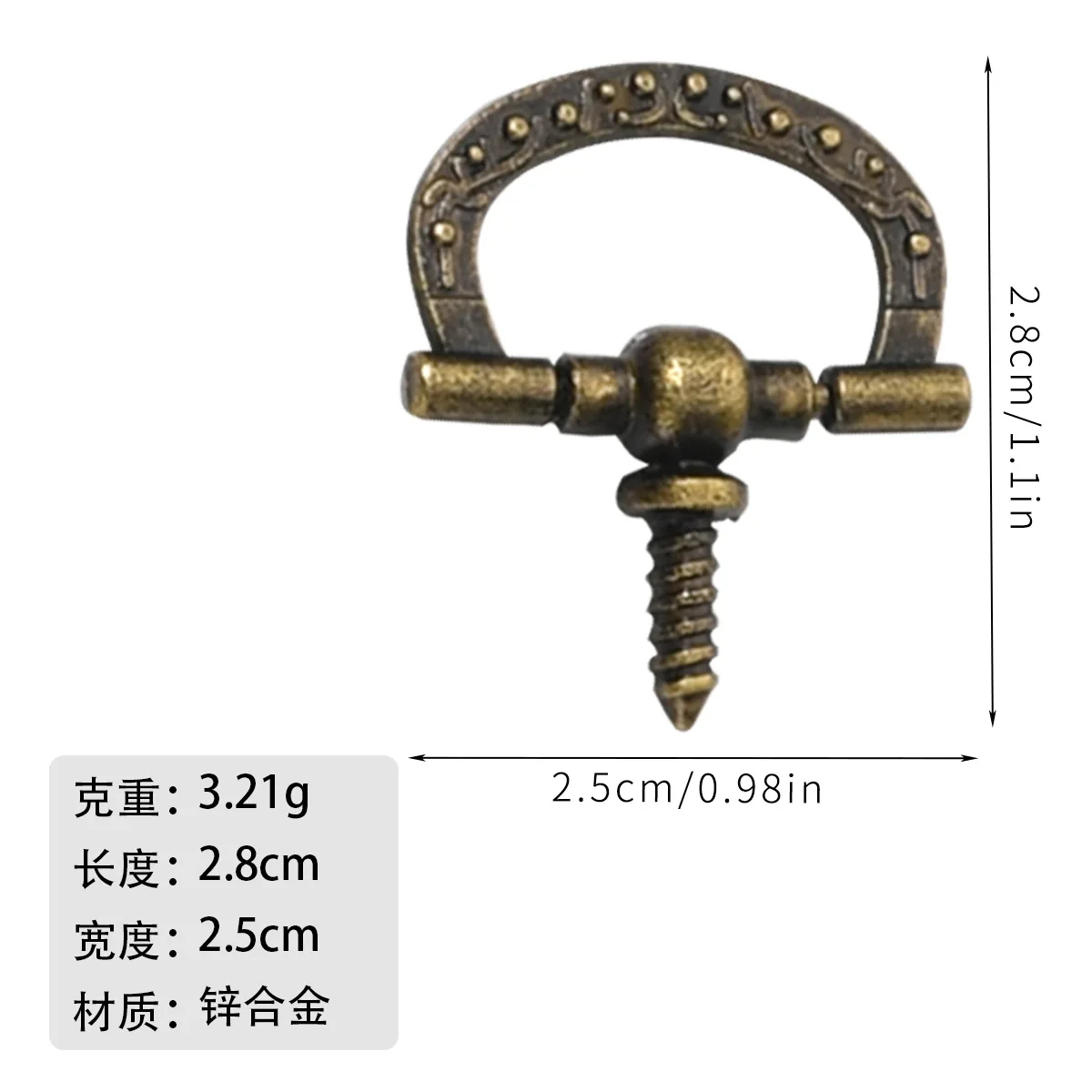 Mini Thread Self Tapping Handle Alloy Square Jewelry Box Drawer Pull Ring Decoration