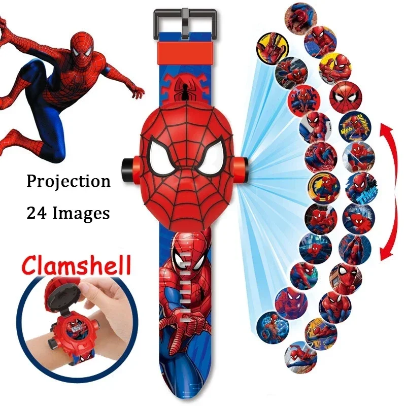 Animation Hero Children's Watch 3D Projection Stereo Cartoon Spider-Man Iron Man Hulk Digital Watch Gift for Children one piece