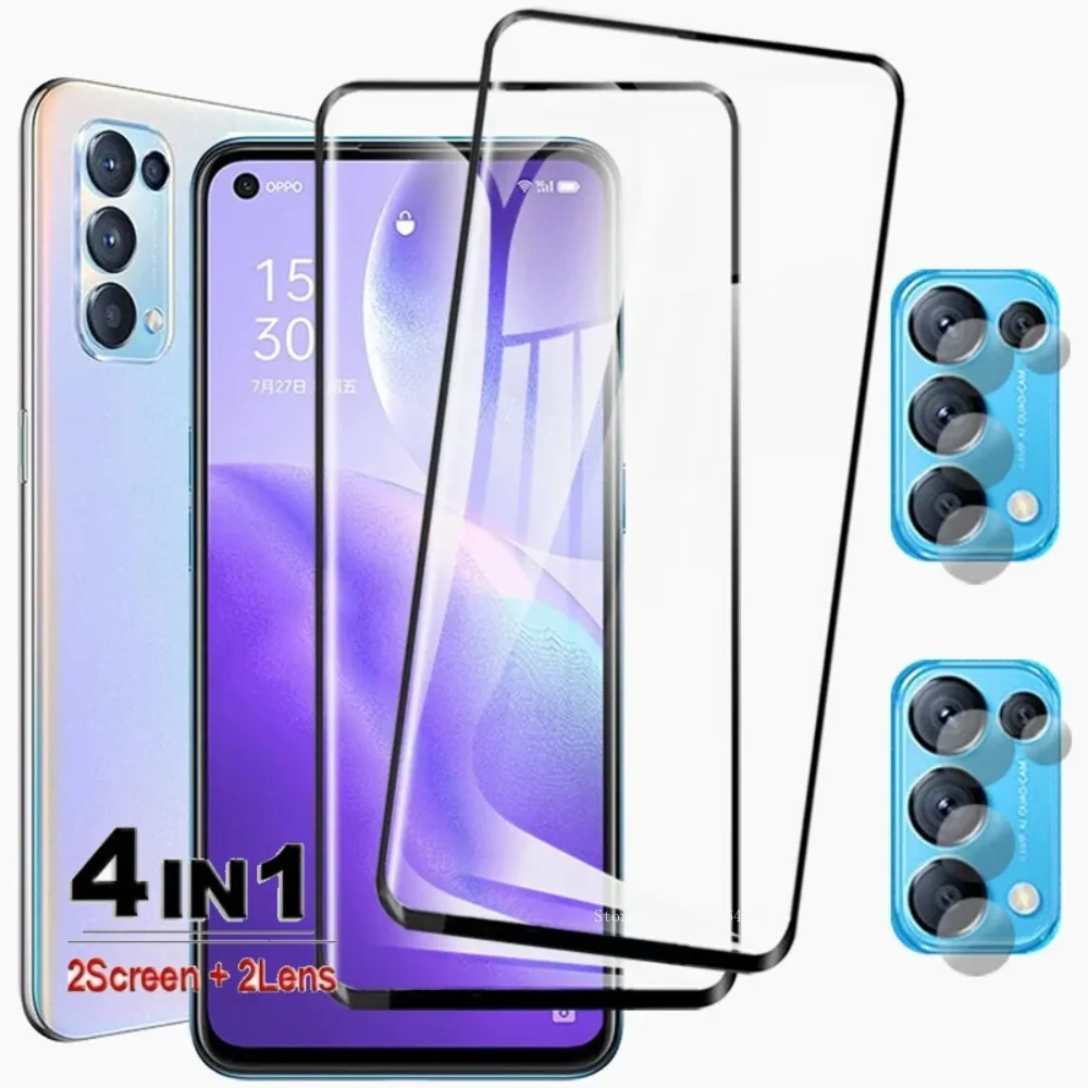 4IN1 закаленное стекло с полным покрытием для OPPO Find X3 Neo X5 Lite Защитная пленка для объектива камеры для Reno X8 S X7 X6 X5 X3 Series Glass
