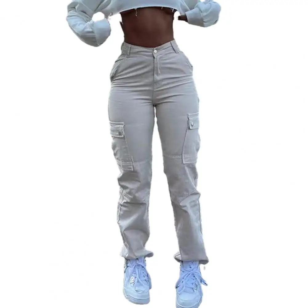 

Long Trousers Versatile Women's High Waist Cargo Pants Stylish Streetwear Trousers with Multiple Pockets Soft Butt-lifted Design