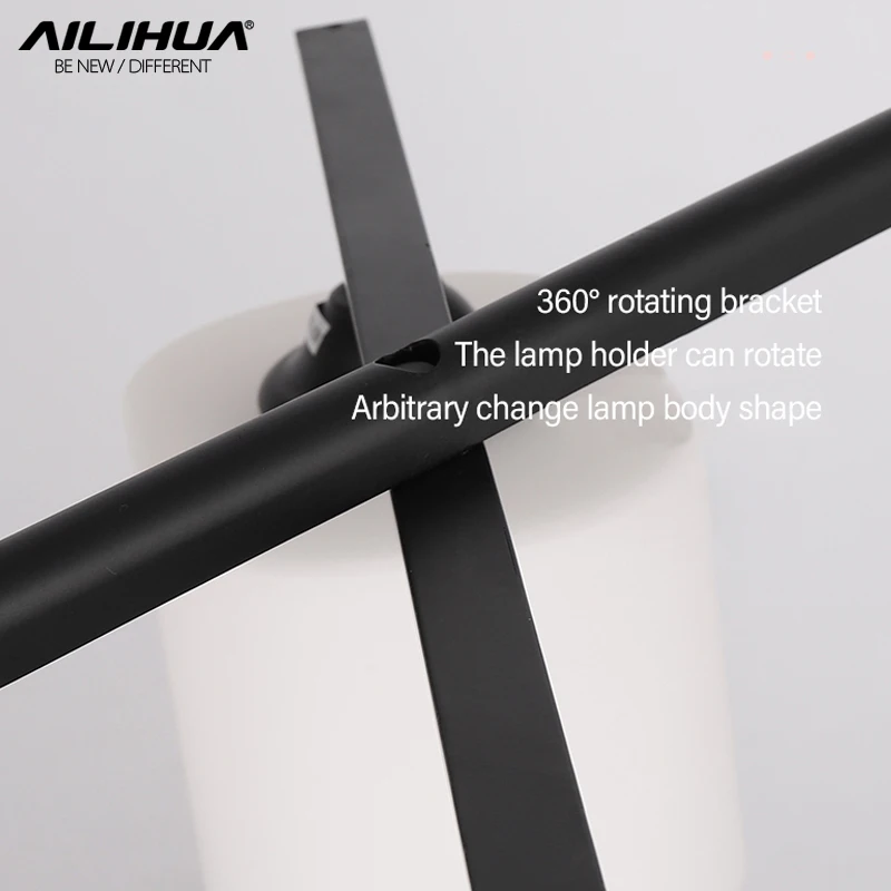 Nordic post-modern creative personality light luxury restaurant dining room bar LED light four head rotary hanging lamp