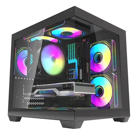 Aigo 275P PC Case Sea View Room Gaming Computer Desktop M-ATX ITX Motherboard  Double-Sided Tempered Glass PC Gamer Cabinet