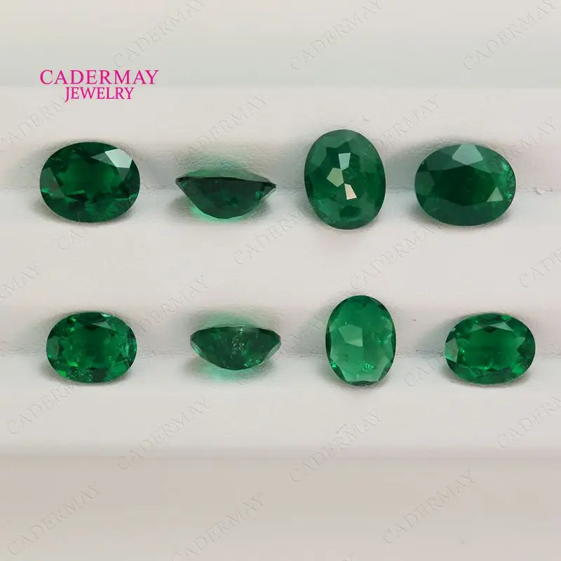 Muzuo الأخضر مختبر نمت أحجار كريمة من الزمرد 2x4 مللي متر-12x16 مللي متر البيضاوي قطع الطبيعية الزمرد الحرارية المائية Inculsions لمجوهرات الزمرد