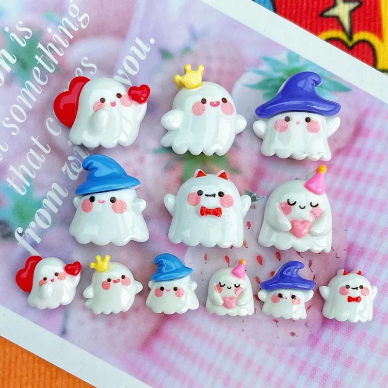 

5 шт., глянцевые подвески из смолы с призраками на Хэллоуин, сделай сам, свободные бусины, подвеска для изготовления ювелирных изделий, канцелярские принадлежности, чехол для телефона, заколка для волос, аксессуары