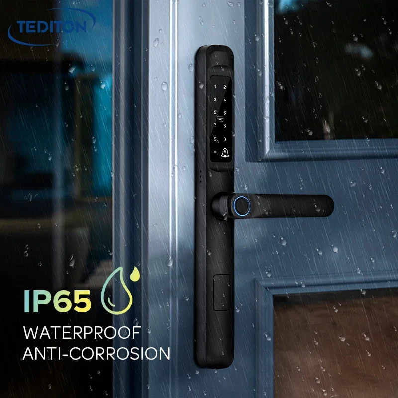 Tediton Waterproof 92 Mortise Zinc Alloy Tuya Wifi Inteligente Lock Fingerprint Aluminium Door Lock