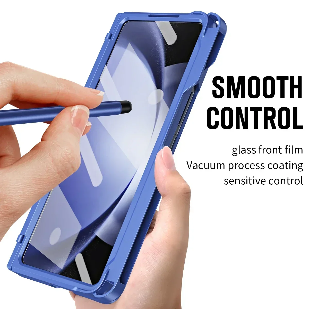 Included Pen Folding Stand Case for Samsung Galaxy Z Fold 6 5 4 3 5G Side Hinge Pen Slot Holder Protection Tempered Film Cover