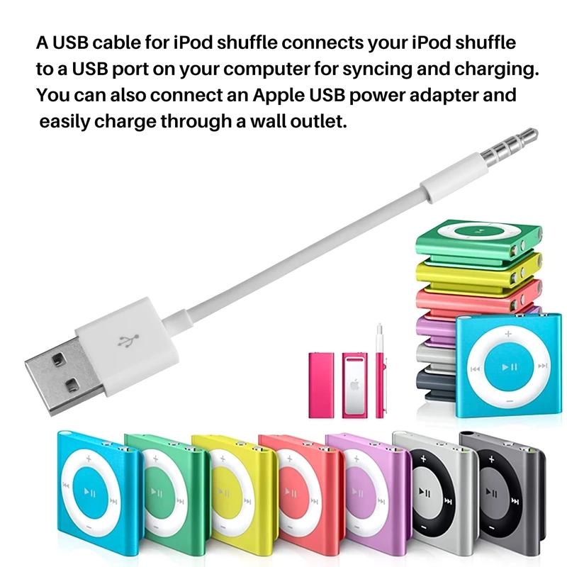 Best Suitable for Ipod SHUFFLE Data Cable USB Mp3 Charging 3, 4, 5, 6 7Th Generation Charger Wire