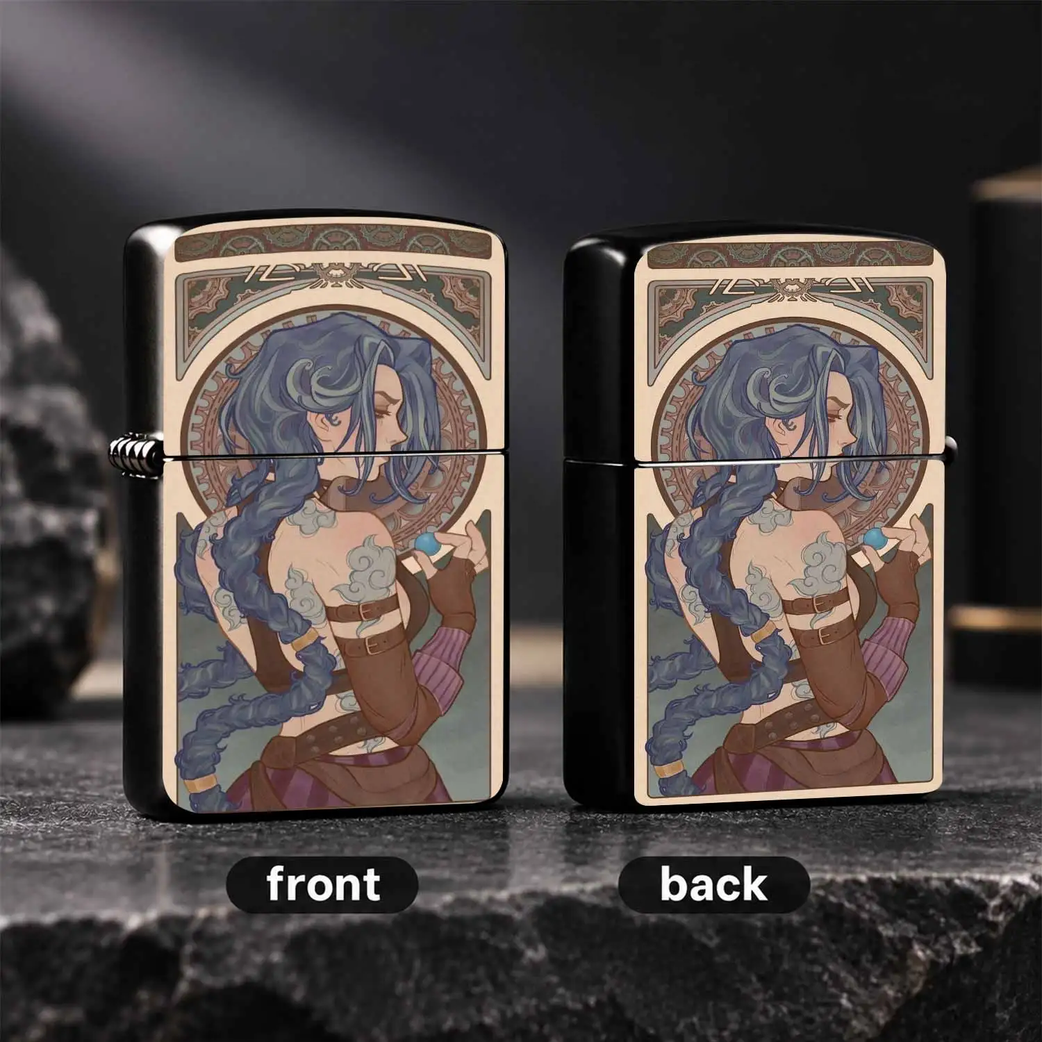 English: Creative Arcane Jinx Art Lighter, Classic Art Nouveau Alphonse Mucha Stylish Illustrated Decor, Portable Exquisite Trendy Collectible, Ideal Unique Present For Anime Fans, Daily Use For All Scenarios A Humorous And Interesting Ligh