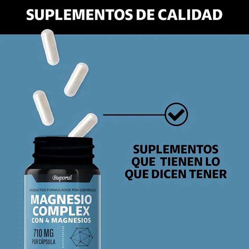 Complejo de magnesio: apoya la salud de los huesos y los músculos, mejora la función muscular, alivia los calambres, no OGM